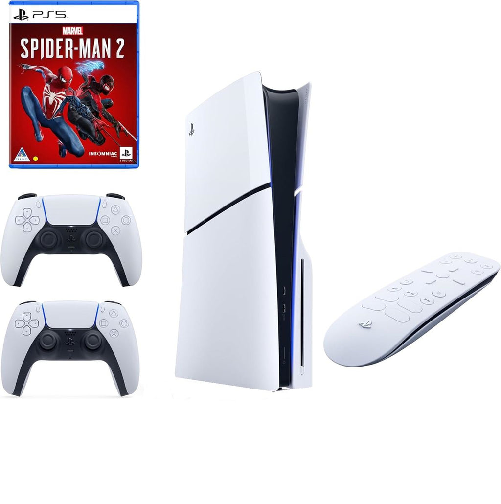 PlayStation 5 Slim 1TB + 2 Controllers + Marvel Spider-Man 2 + Media Remote